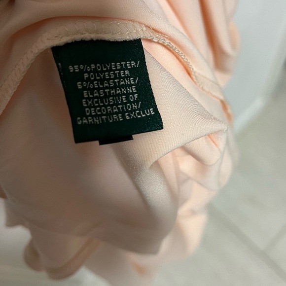 Lauren Ralph Lauren Floor Length One Shoulder Silhouette Peach Evening Dress - Picture 4 of 15